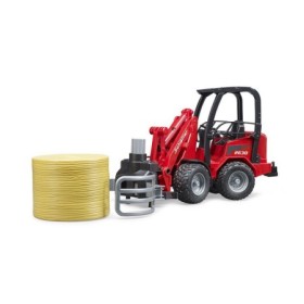 Bruder incarcator compact Schaffer 2630 cu graifer si un balot rotund